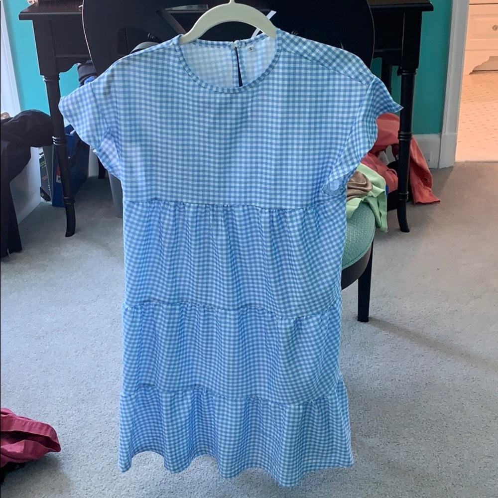 blue and white sundress
